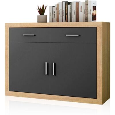 duehome Aparador de 2 puertas y 2 cajones alta capacidad 120 cm Nuka - Cambria - Grafito duehome Aparador de 2 puertas y 2 cajones alta capacidad 120 cm Nuka - Cambria - Grafito