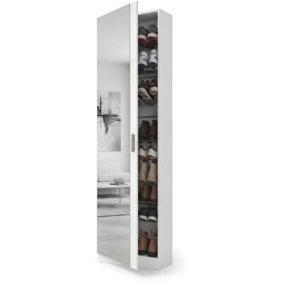 duehome Zapatero alto de 1 puerta con espejo 180x50 cm Roma - Blanco Brillo duehome Zapatero alto de 1 puerta con espejo 180x50 cm Roma - Blanco Brillo