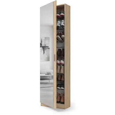 duehome Zapatero alto de 1 puerta con espejo 180x50 cm Roma - Roble Canadian duehome Zapatero alto de 1 puerta con espejo 180x50 cm Roma - Roble Canadian