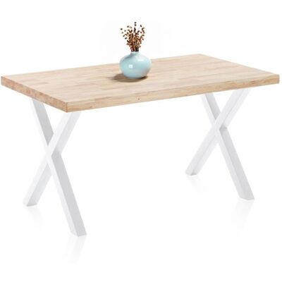 Mesa de comedor de Madera DUEHOME - 140cm - Roble salvaje, blanco, negro, boreal - Estilo industrial/escandinavo Mesa de comedor de Madera DUEHOME - 140cm - Roble salvaje, blanco, negro, boreal - Estilo industrial/escandinavo