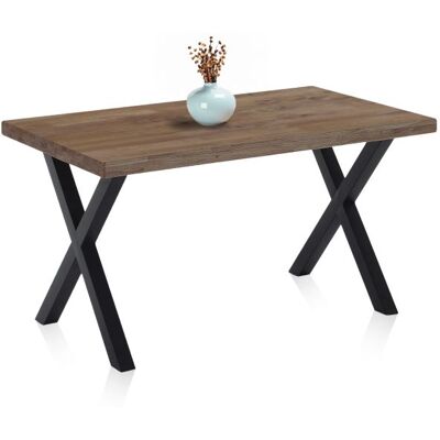 duehome Mesa de comedor fija con patas metálicas 140x80cm X-Loft - 140x80, Roble boreal – Negro duehome Mesa de comedor fija con patas metálicas 140x80cm X-Loft - 140x80, Roble boreal – Negro