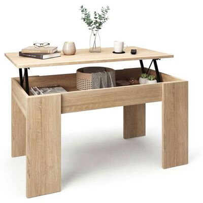 duehome Mesa de centro elevable con almacenaje 90x43-53 cm Norak - Roble Canadian duehome Mesa de centro elevable con almacenaje 90x43-53 cm Norak - Roble Canadian