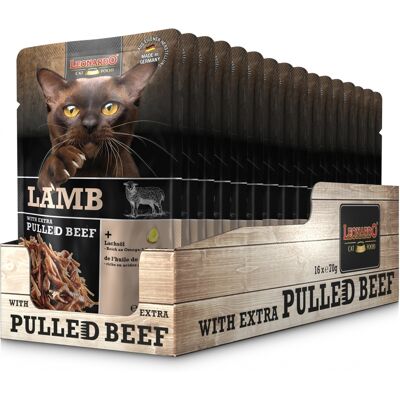 Leonardo Cordero Carne de vacuno desmenuzada extra con tiras - 16 sobres de 70 g Leonardo Cordero Carne de vacuno desmenuzada extra con tiras - 16 sobres de 70 g