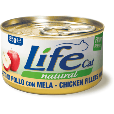 LIFECAT - Comida húmeda natural para gatos con pollo y manzana - 85g LIFECAT - Comida húmeda natural para gatos con pollo y manzana - 85g