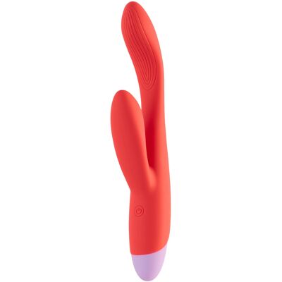 Dream Toys Dreamtoys - Vibrador punto G con estimulador de clítoris - silicona roja Dream Toys Dreamtoys - Vibrador punto G con estimulador de clítoris - silicona roja
