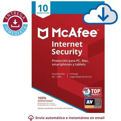 McAfee Internet Security 10 Dispositivos - 1 año McAfee Internet Security 10 Dispositivos - 1 año