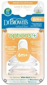 Dr Browns OPTIONS+ TETINA BOCA ANCHA/ABERTURA LARGA NIVEL 3 2Ud