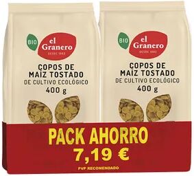 El Granero Integral Copos De Maíz Tostados Bio Pack Ahorro 400g 2 Uds