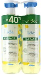 Klorane BEBÉ GEL ESPUMA SUAVE CUERPO Y CABELLO DUPLO (2ª Ud 40% DESCUENTO) 2 Ud de 500ml