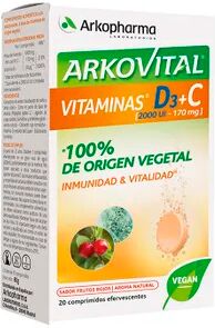 Arkopharma Arkovital Vitaminas D3+C 20 Tabs Frutos Rojos