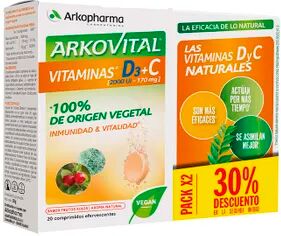 Arkopharma Arkovital Vitaminas D3+C 2 Uds 20 Tabs