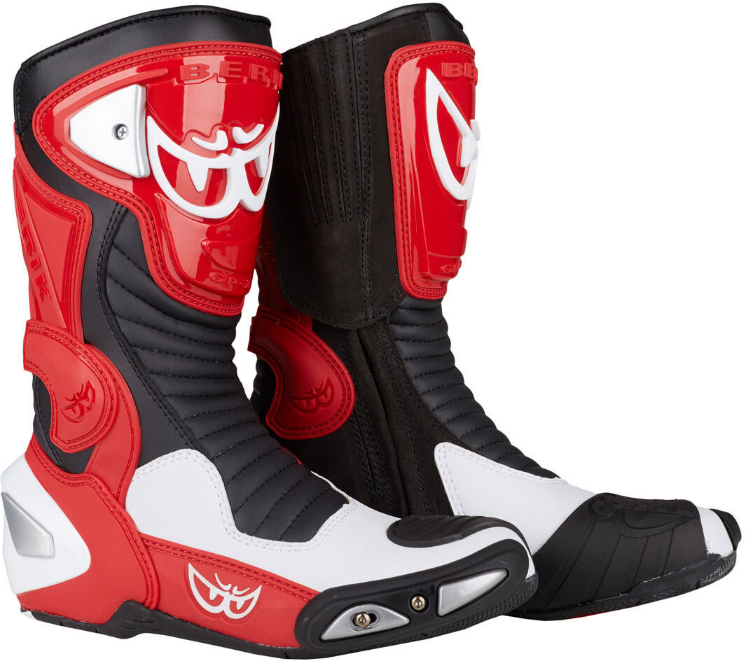 Berik Race-X Racing Botas de moto - Negro Blanco Rojo (48)