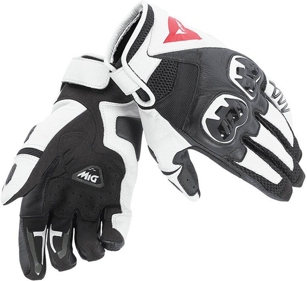 Dainese Mig C2 Guantes de la motocicleta - Negro Blanco (XL)