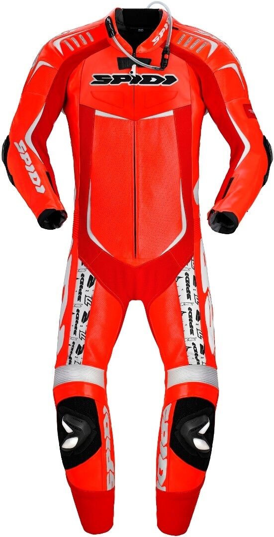 Spidi Track Wind Replica Evo Traje de cuero de motocicleta de una sola pieza - Blanco Rojo (48)