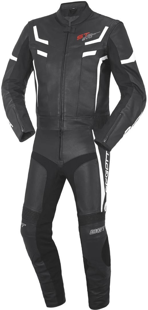 Bogotto ST-Evo Traje de cuero para motocicleta de dos piezas - Negro Blanco (50)