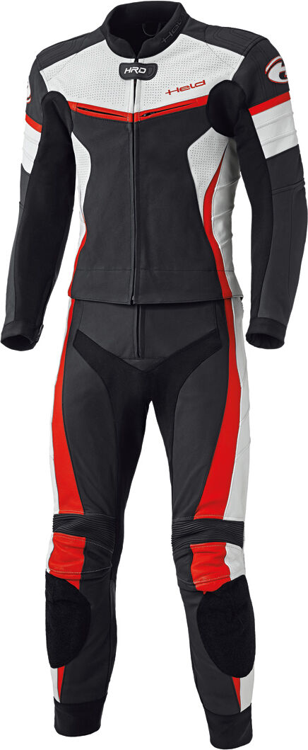 Held Spire Traje de cuero de motocicleta de dos piezas - Negro Rojo (48)