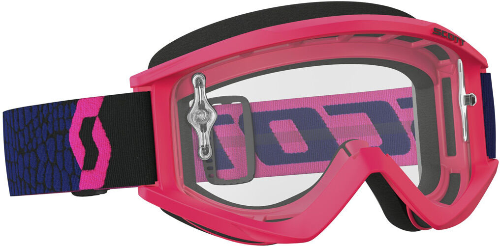 Scott Recoil XI Clear Works Gafas de Motocross azul/Fluo rosa - Rosa Azul (un tamaño)