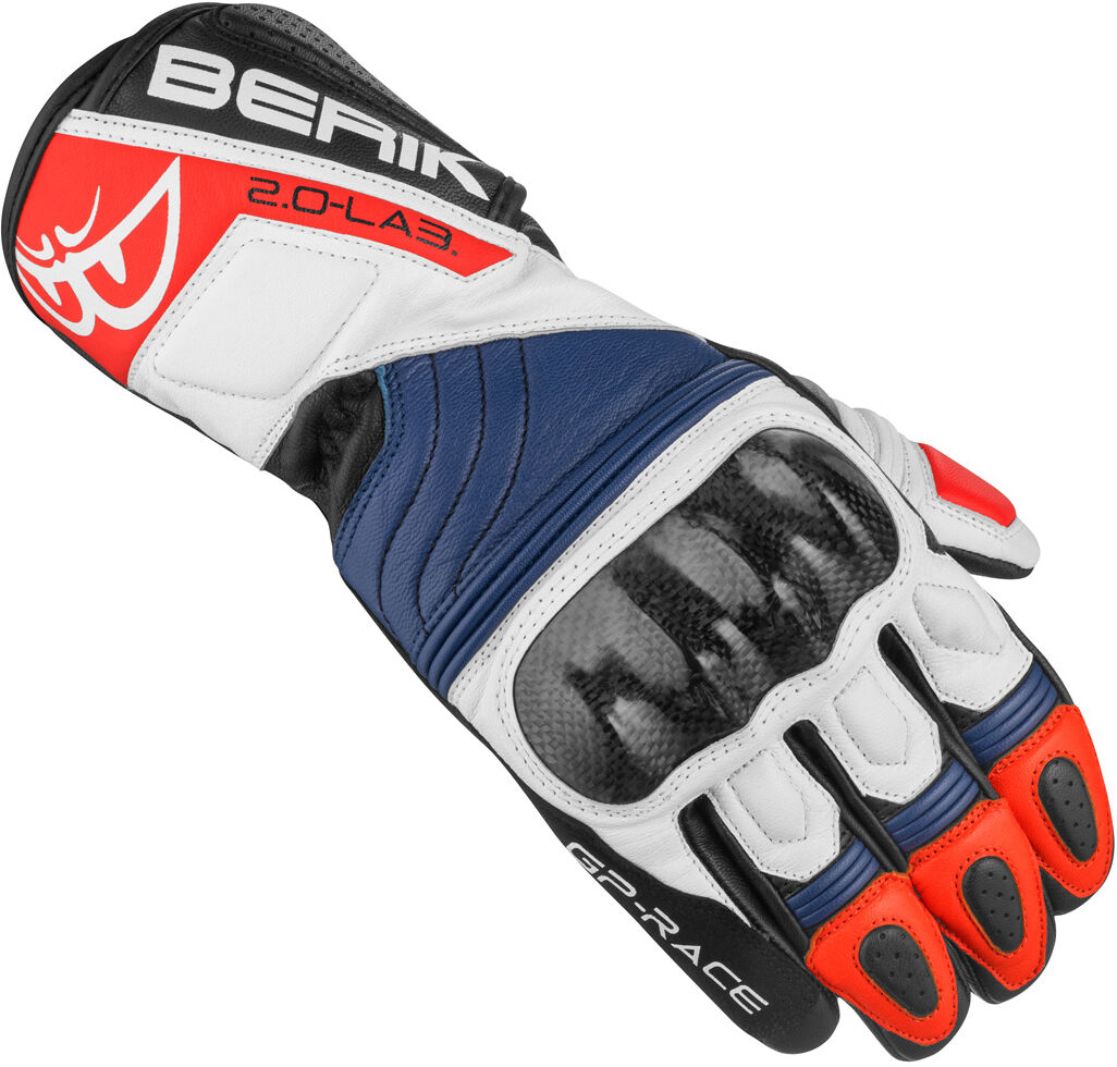 Berik Zoldar Guantes de motocicleta - Negro Blanco Rojo Azul (XS)