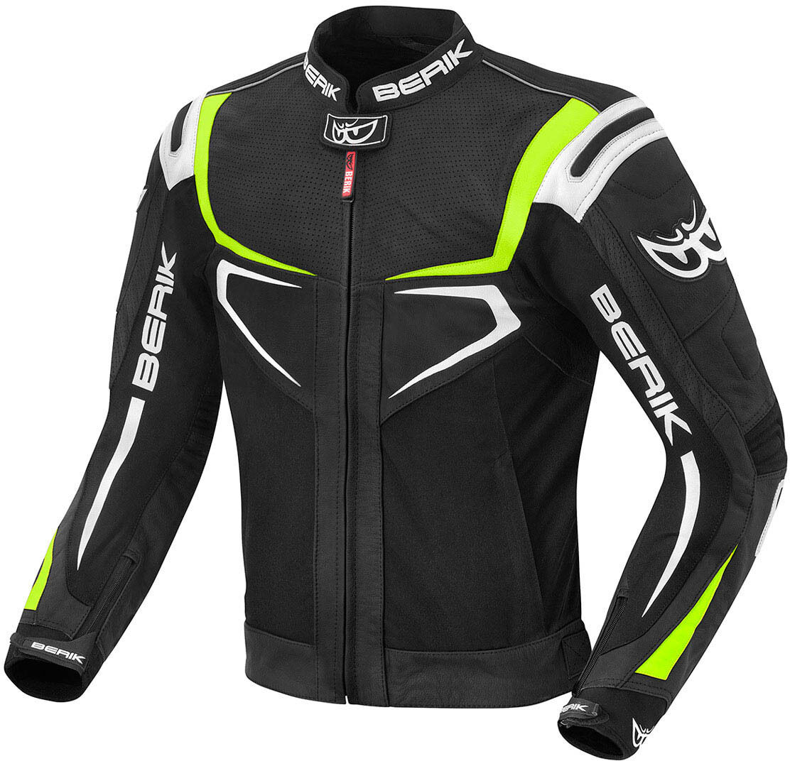 Berik Radic Chaqueta de cuero / textil de motocicleta - Negro Amarillo (54)