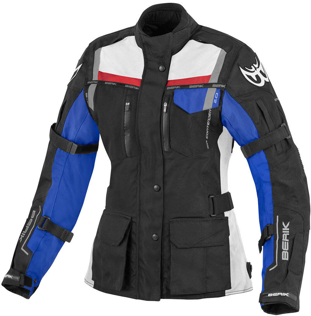 Berik Torino Impermeable señoras chaqueta textil de la motocicleta - Negro Rojo Azul (44)