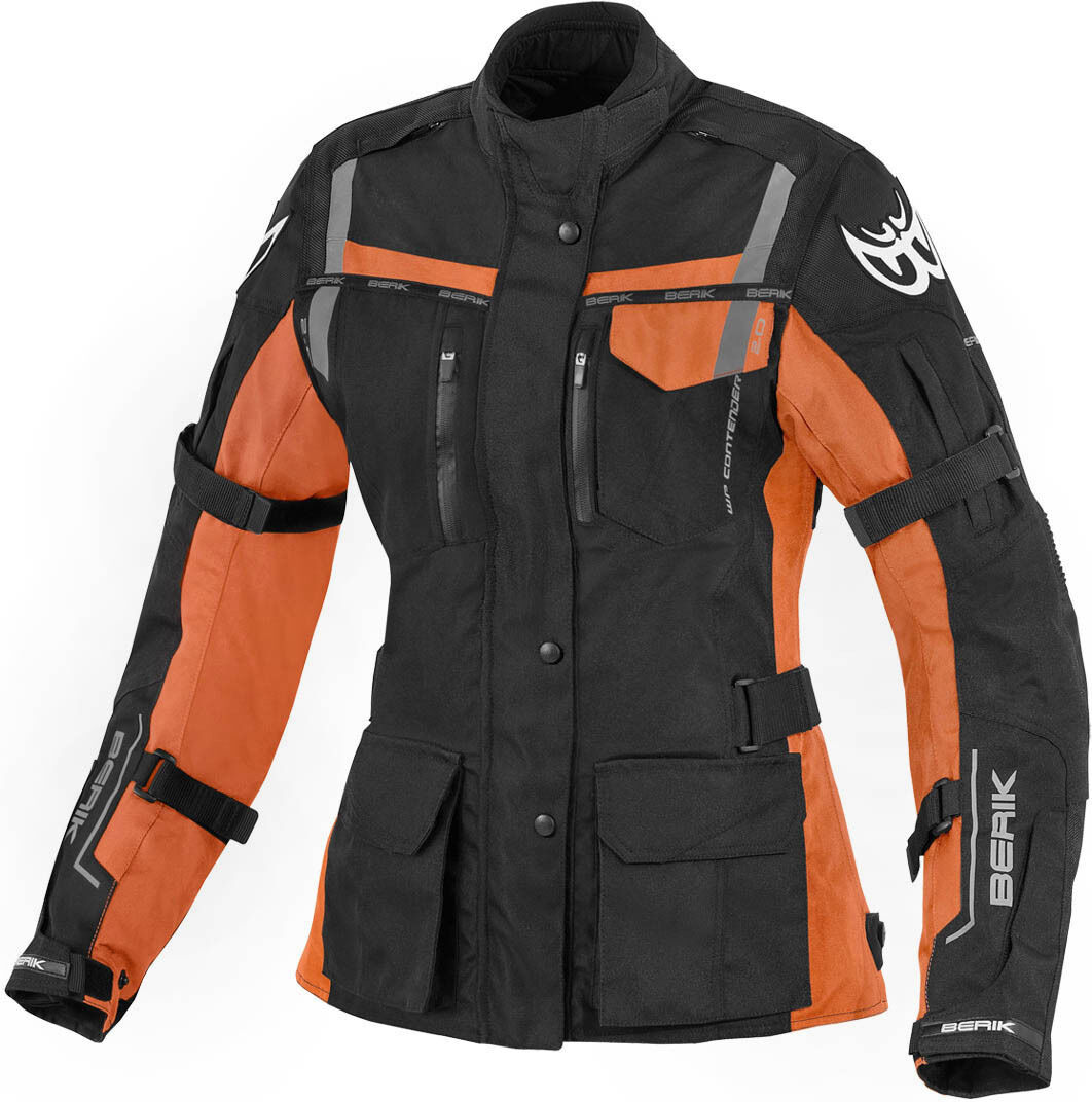 Berik Torino Impermeable señoras chaqueta textil de la motocicleta - Negro Naranja (40)