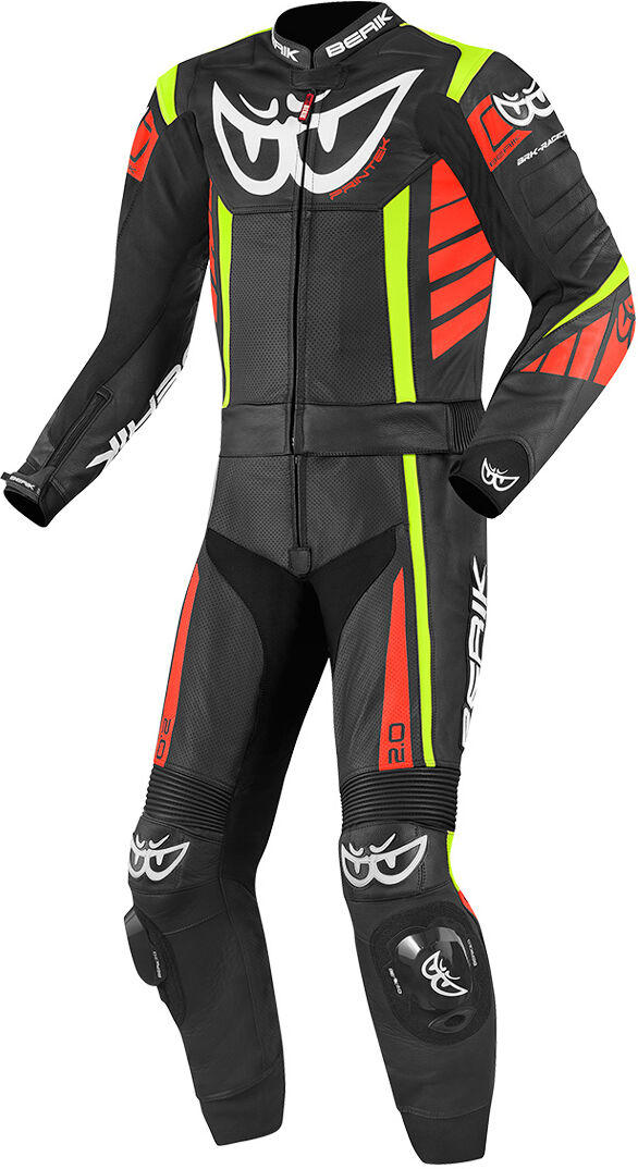 Berik Zakura Traje de cuero de motocicleta de dos piezas - Negro Rojo Amarillo (54)