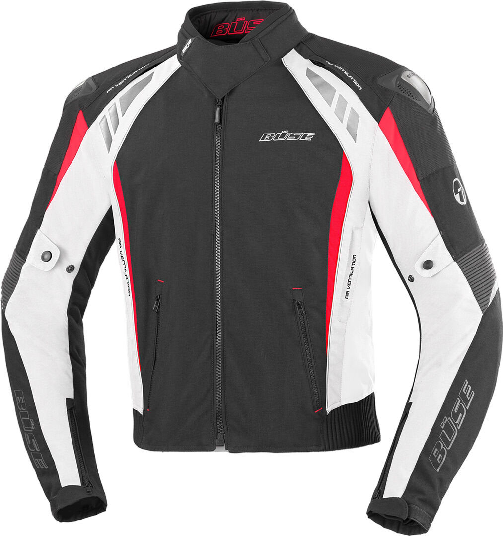 Büse B.Racing Pro Chaqueta de moto textil - Negro Blanco Rojo (S)