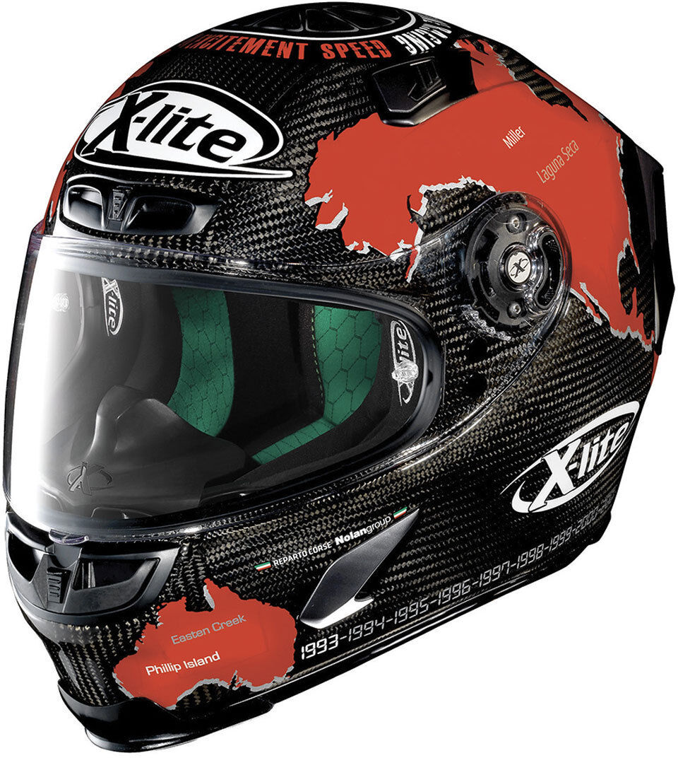 X-Lite X-803 Ultra Carbon Checa Casco - Negro Rojo (S)