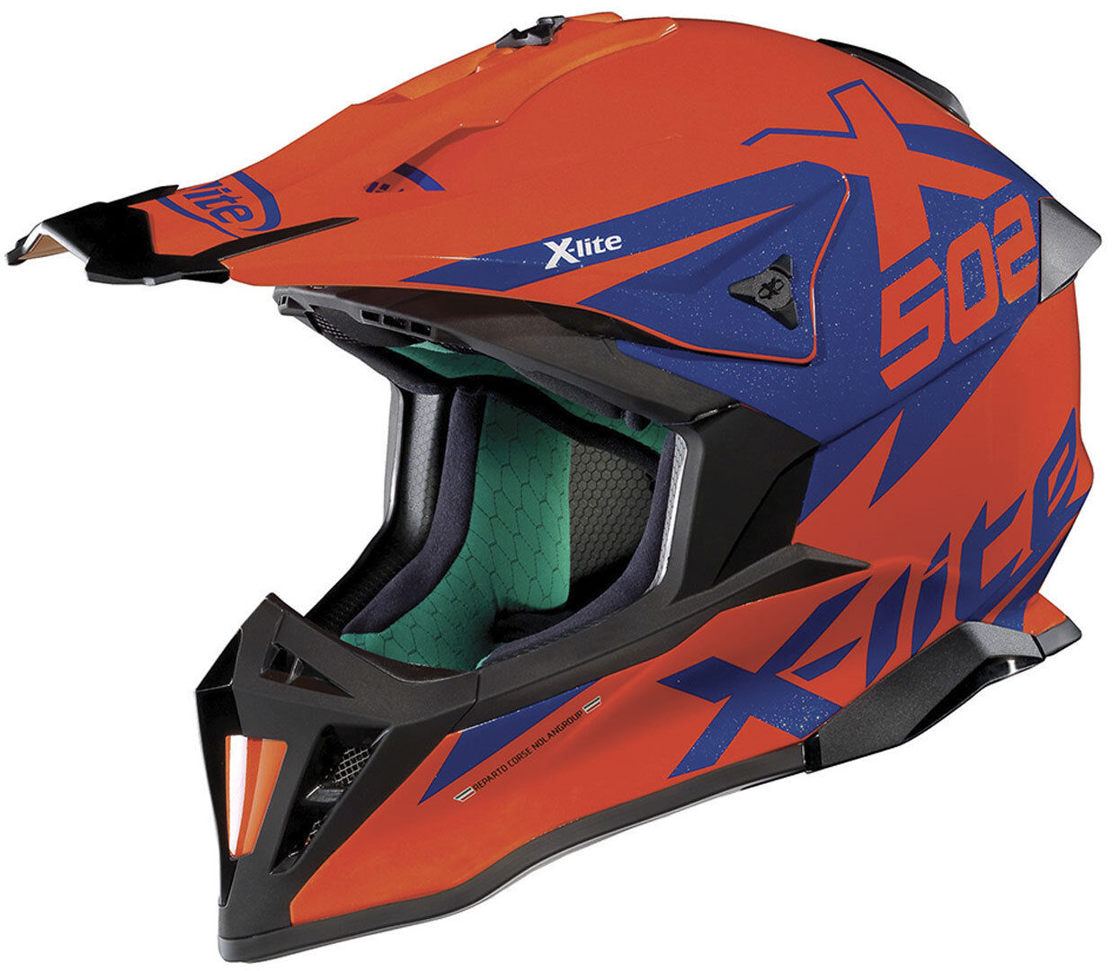 X-Lite X-502 Matris Casco de Motocross - Azul Naranja (2XL)