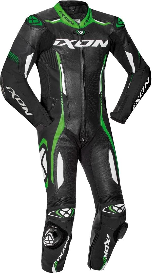 Ixon Vortex 2 Traje de cuero de una pieza de la motocicleta - Negro Blanco Verde (S)