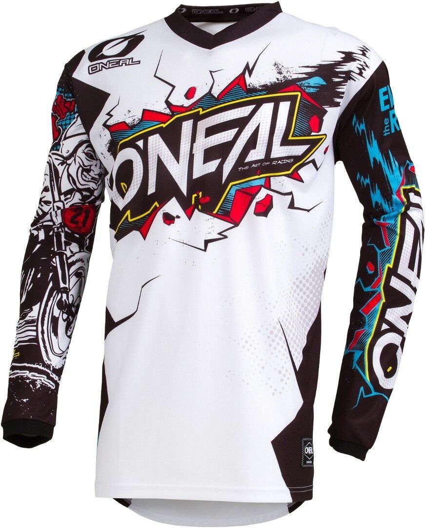 Oneal Element Villain Jersey Juvenil Motocross - Blanco (XL)
