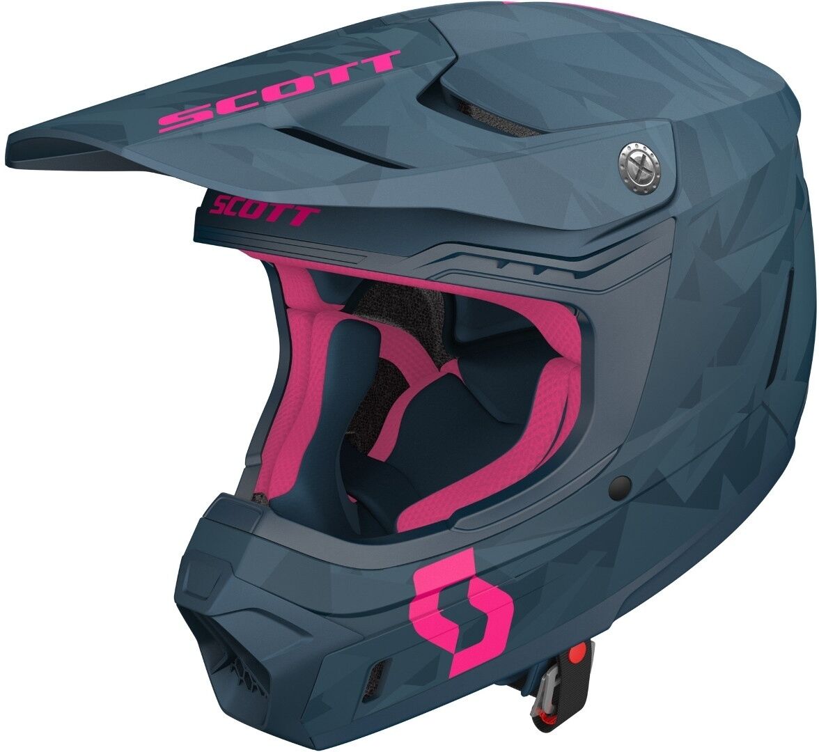 Scott 350 EVO Camo ECE Casco de Motocross - Rosa Azul (2XL)