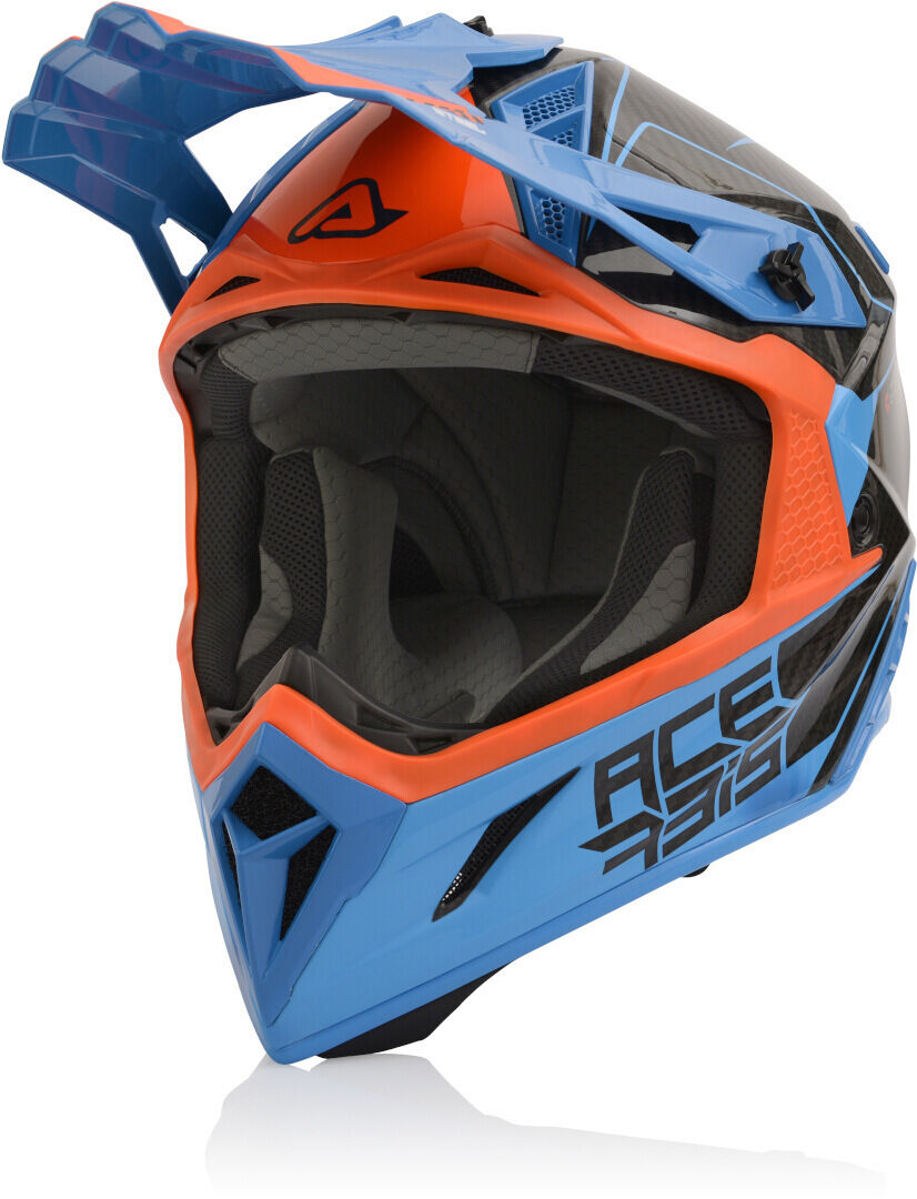 Acerbis Steel Carbon Casco de Motocross - Azul Naranja (XL)