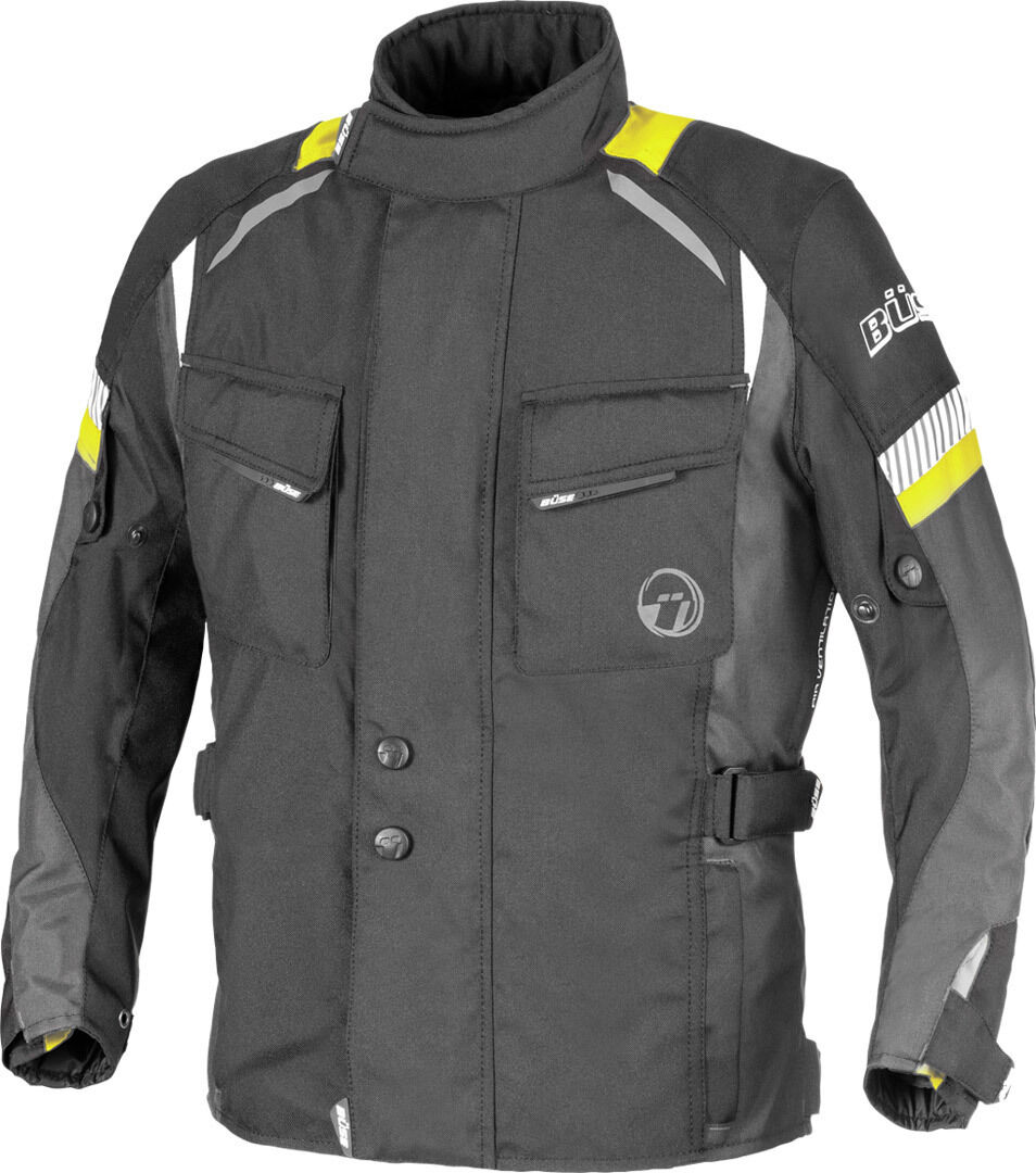 Büse Breno Kids Niños textil chaqueta de la motocicleta - Negro Gris Amarillo (M 164)