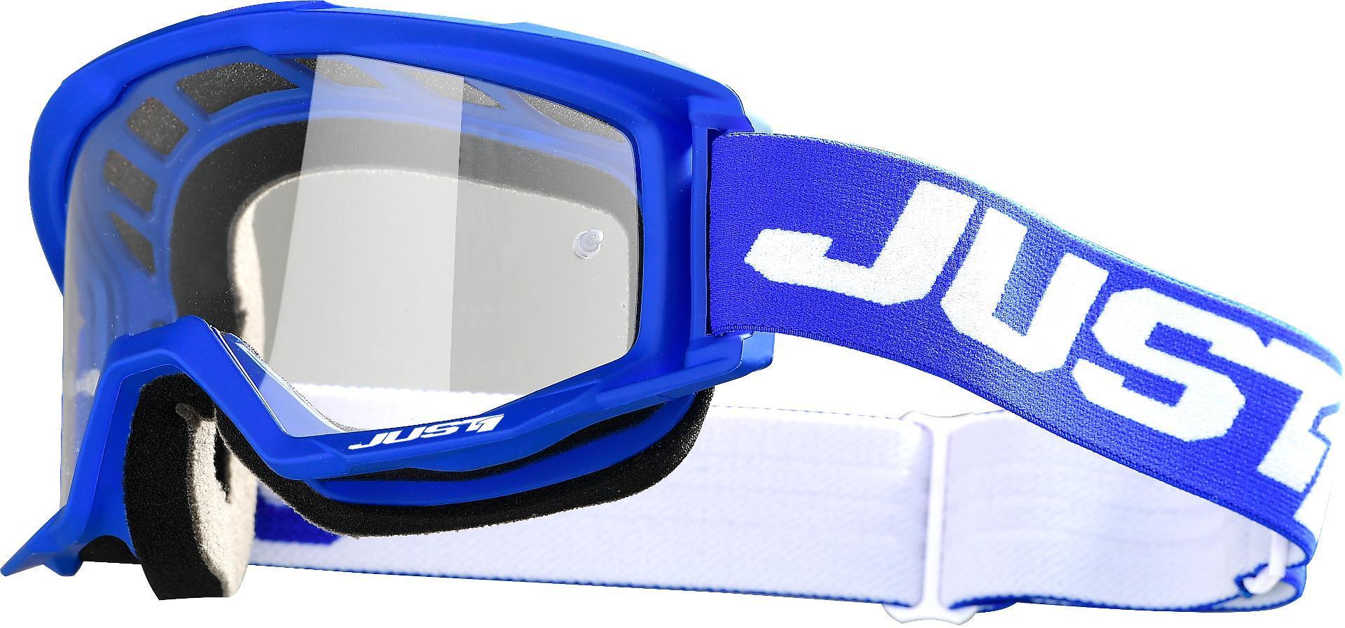 Just1 Vitro Gafas de Motocross - Blanco Azul (un tamaño)