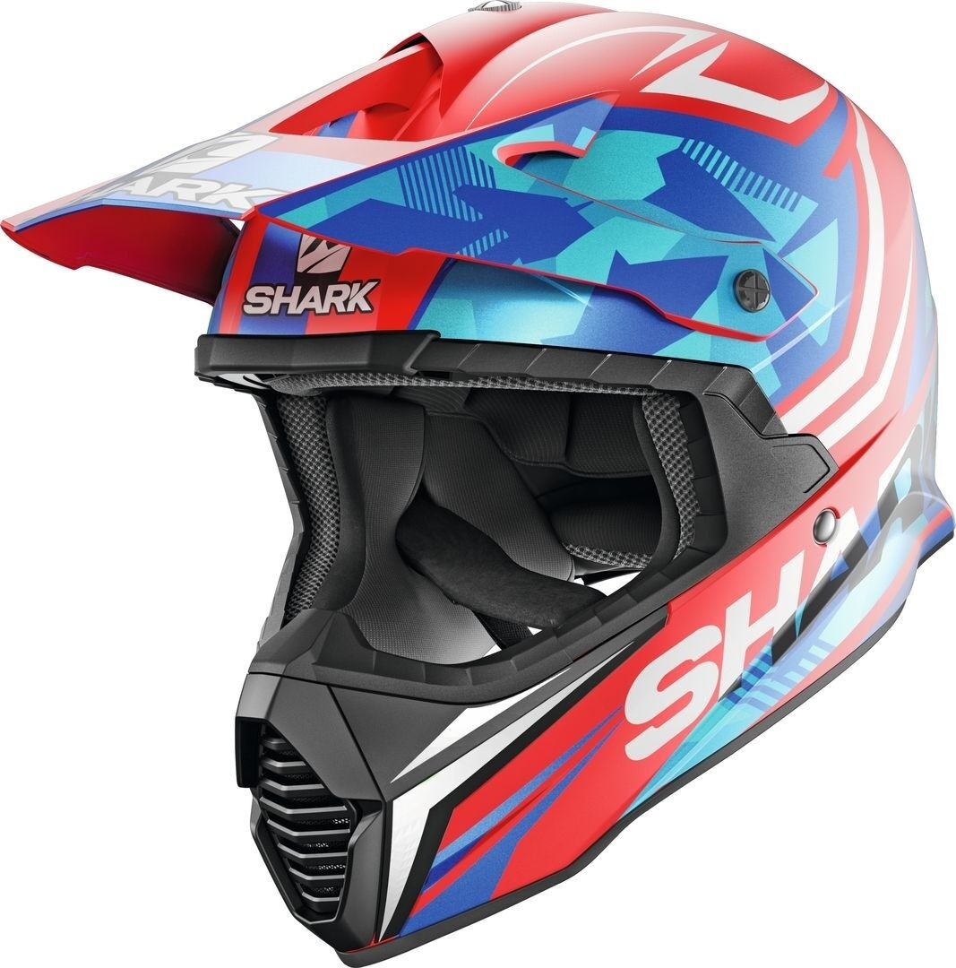 Shark Varial Replica Tixier Mat Motocross Helmet Casco de Motocross - Blanco Rojo Azul (XS)