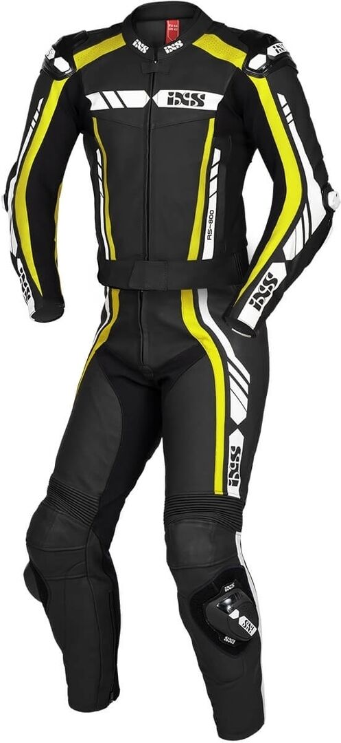 IXS Sport RS-800 1.0 Traje de cuero de motocicleta de dos piezas - Negro Blanco Amarillo (48)