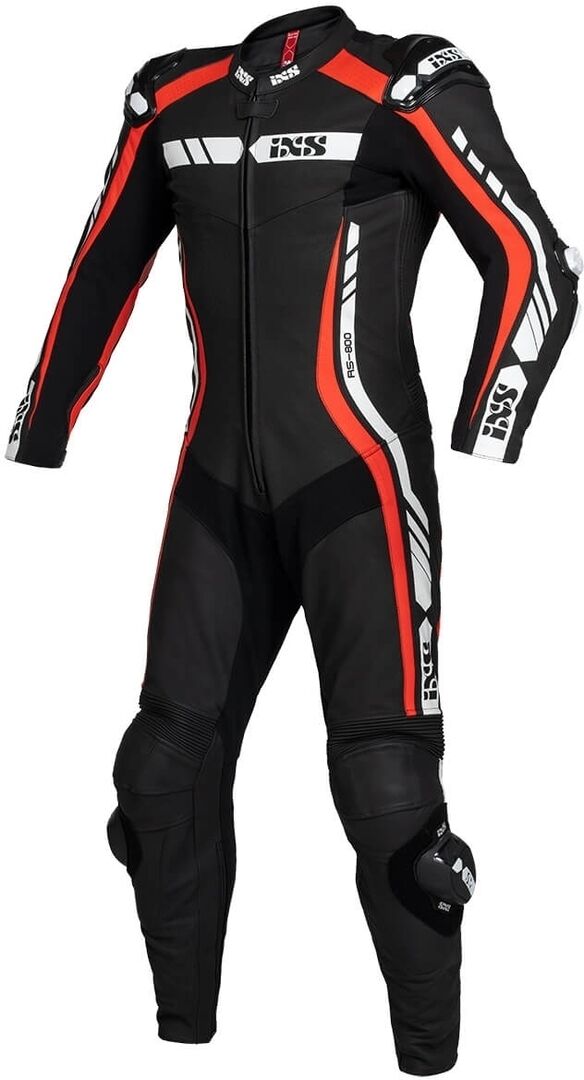 IXS Sport RS-800 1.0 Traje de cuero de una pieza de la motocicleta - Negro Blanco Rojo (50)