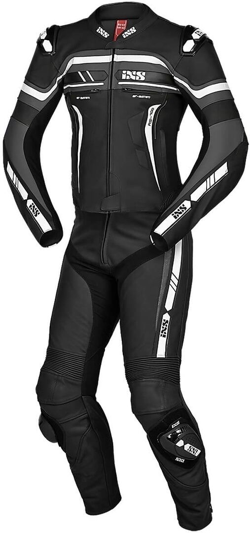 IXS Sport RS-700 2.0 Traje de cuero de moto de dos piezas - Negro Gris Blanco (50)