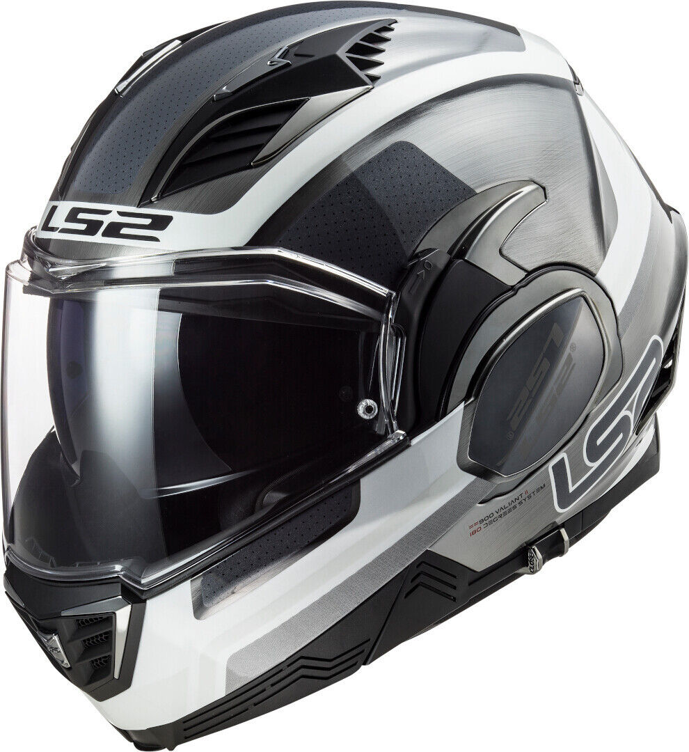 LS2 FF900 Valiant II Orbit Casco - Negro Blanco Plata (XS)