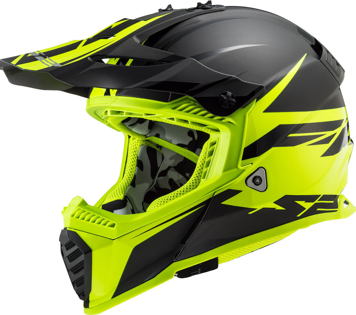 LS2 MX437 Fast Evo Roar Casco de Motocross - Negro Amarillo (L)