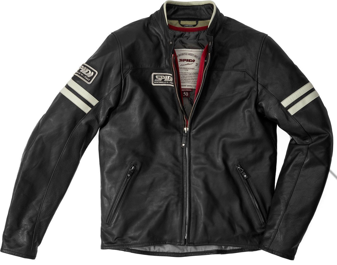 Spidi Vintage Chaqueta de cuero de motocicleta - Negro Gris (46)