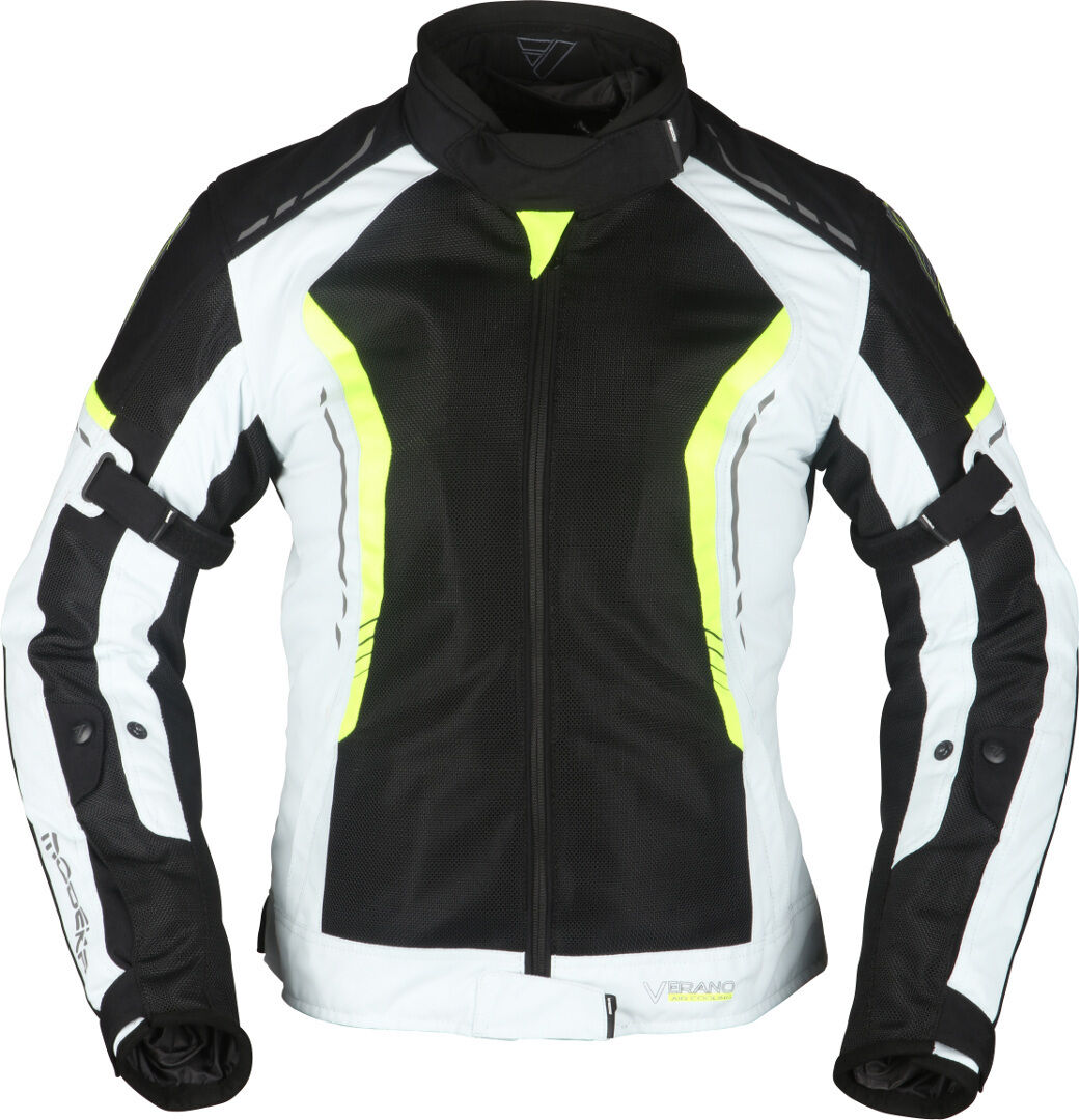 Modeka Khao Air Chaqueta textil para motocicletas de señoras - Negro Gris Amarillo (34)