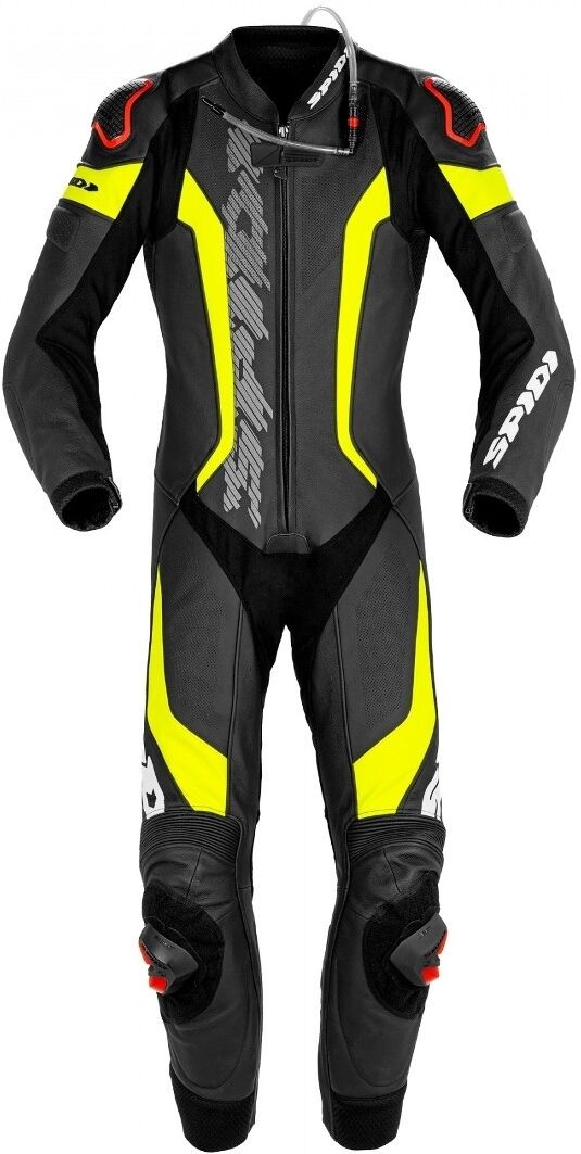 Spidi Laser Pro Traje de cuero de una pieza perforado motocicleta - Negro Amarillo (48)