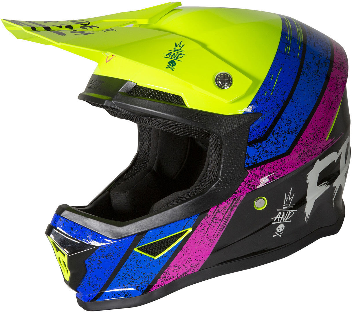 Freegun XP4 Stripes Casco de Motocross - Amarillo (XL)