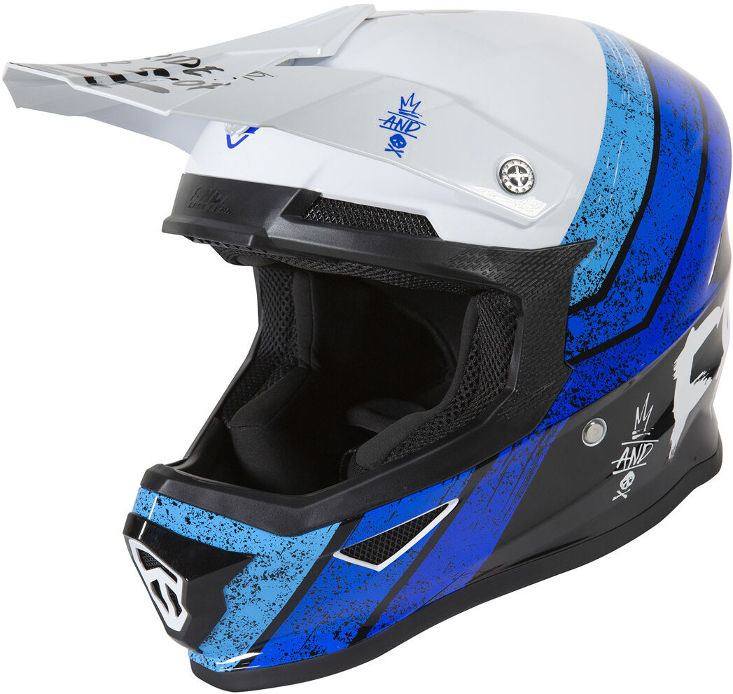 Freegun XP4 Stripes Casco de Motocross - Azul (2XL)