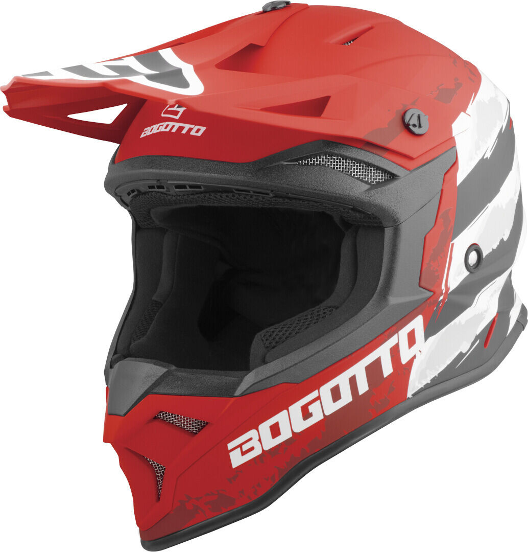 Bogotto V337 Wild-Ride casco cruzado - Negro Blanco Rojo (2XL)