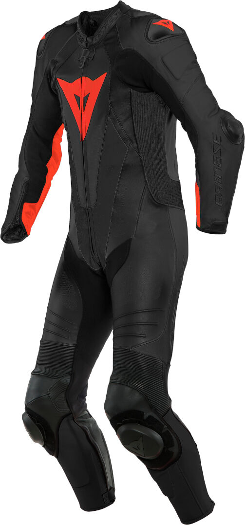 Dainese Laguna Seca 5 Traje de cuero de motocicleta perforado de una pieza - Negro Rojo (44)