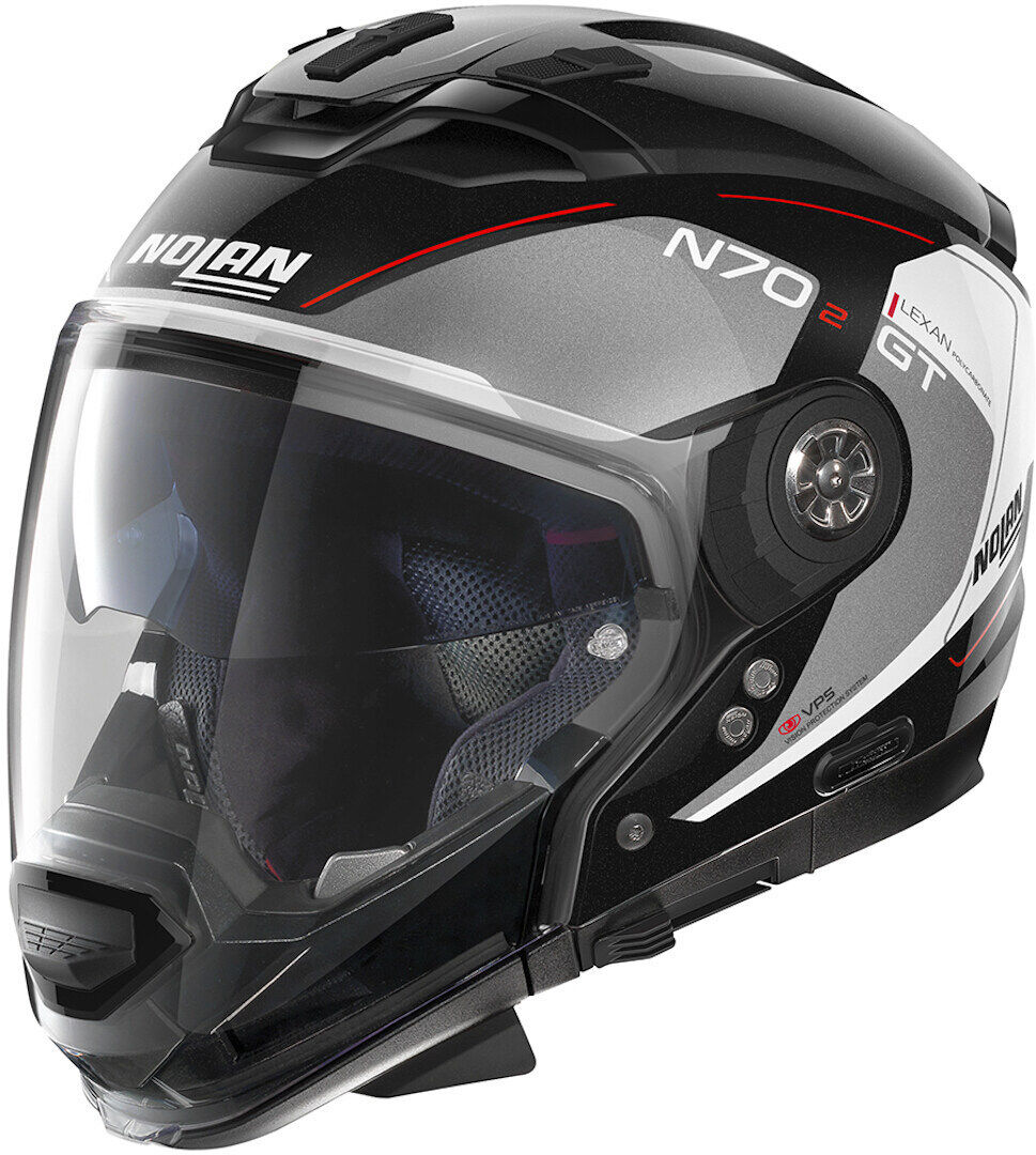 Nolan N70-2 GT Lakota N-Com Casco - Negro Gris Rojo