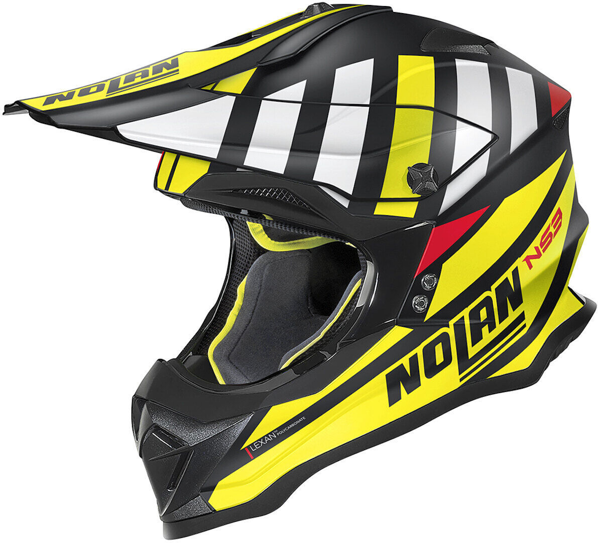 Nolan N53 Cliffjumper Casco de Motocross - Negro Blanco Amarillo (XL)